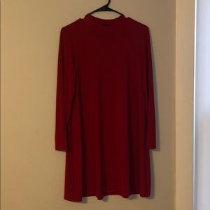 Simple red mock neck dress.